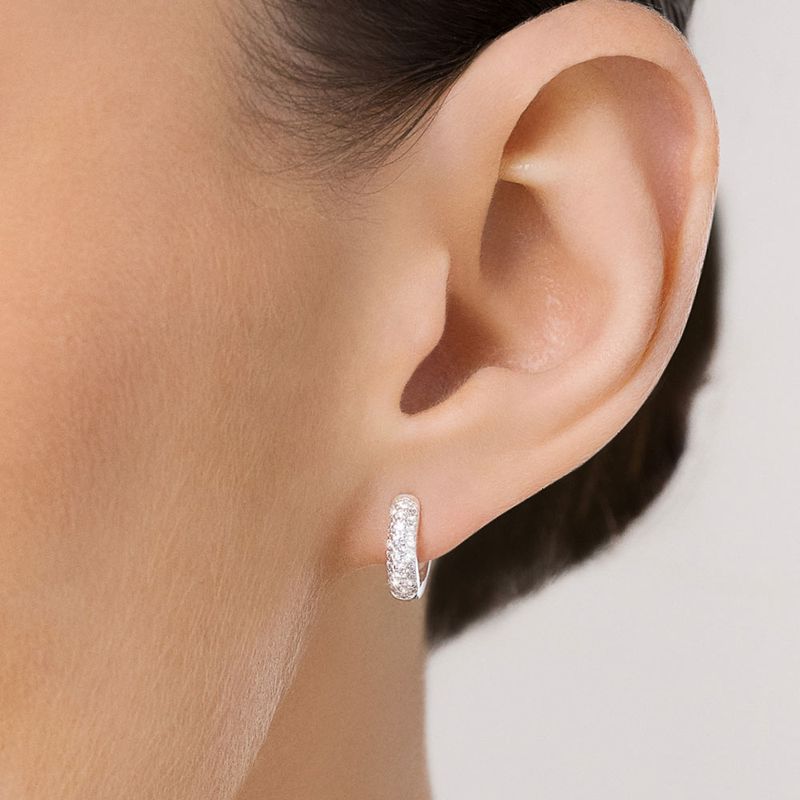 Pendientes de aro de plata de ley 925 maciza con circonitas cúbicas